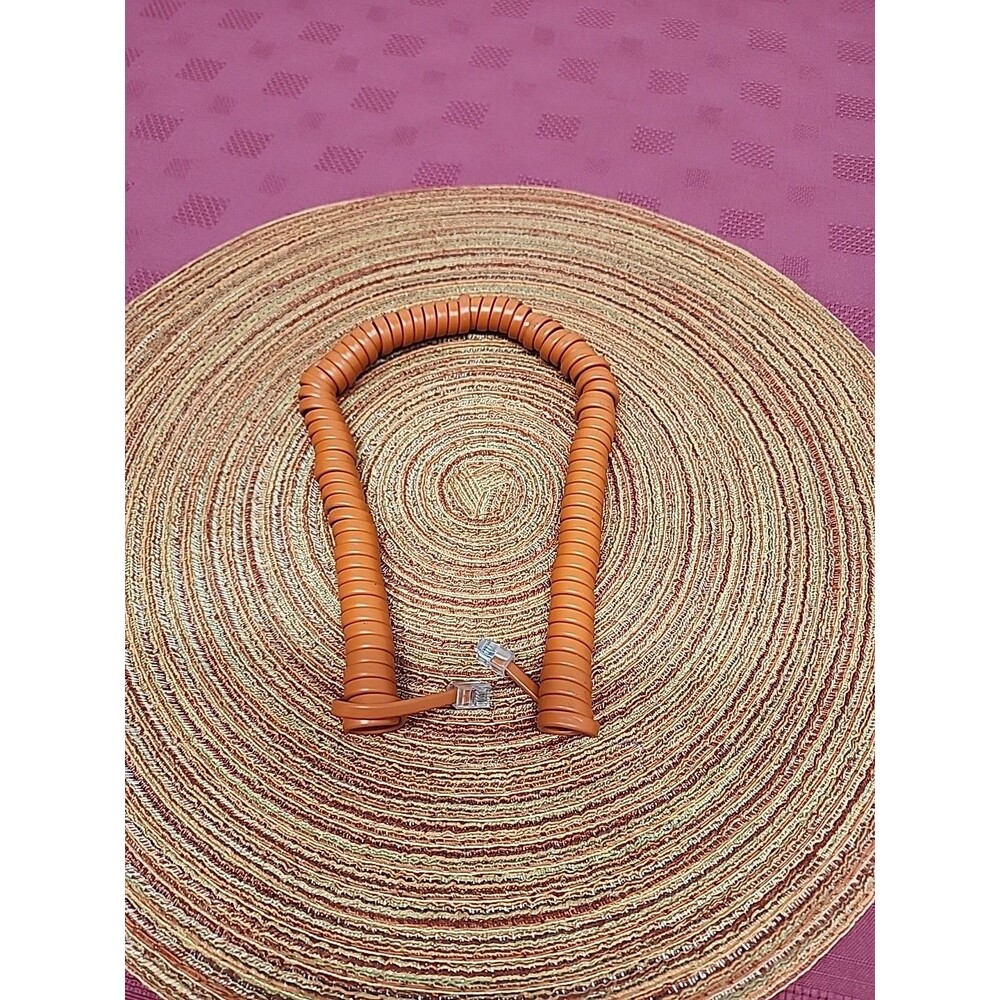 Vintage Pumpkin Orange Coiled Handset Cord Western Electric Trimline Phone 6'